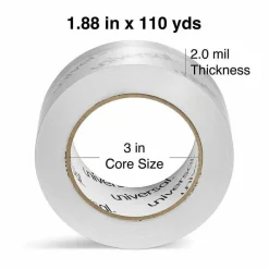 Universal Deluxe General-Purpose Acrylic Box Sealing Tape, 2 mil, 3" Core, 1.88" x 109 yds, Clear, 6/Pack