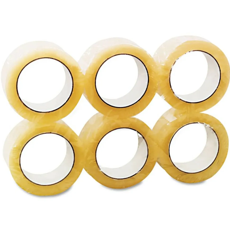 Universal Deluxe General-Purpose Acrylic Box Sealing Tape, 1.7 mil, 3" Core, 1.88" x 109 yds, Clear, 6/Pack