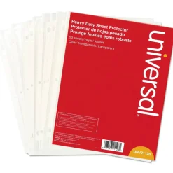 Universal Deluxe Heavy-Duty Sheet Protectors, 8-1/2" x 11", 2-Sheet Capacity, Clear, Pack Of 50 Sheet Protectors
