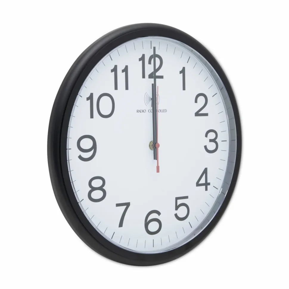 Universal Deluxe 13 1/2" Indoor/Outdoor Atomic Clock, 13.5" Overall Diameter, Black Case, 1 AA (sold separately)