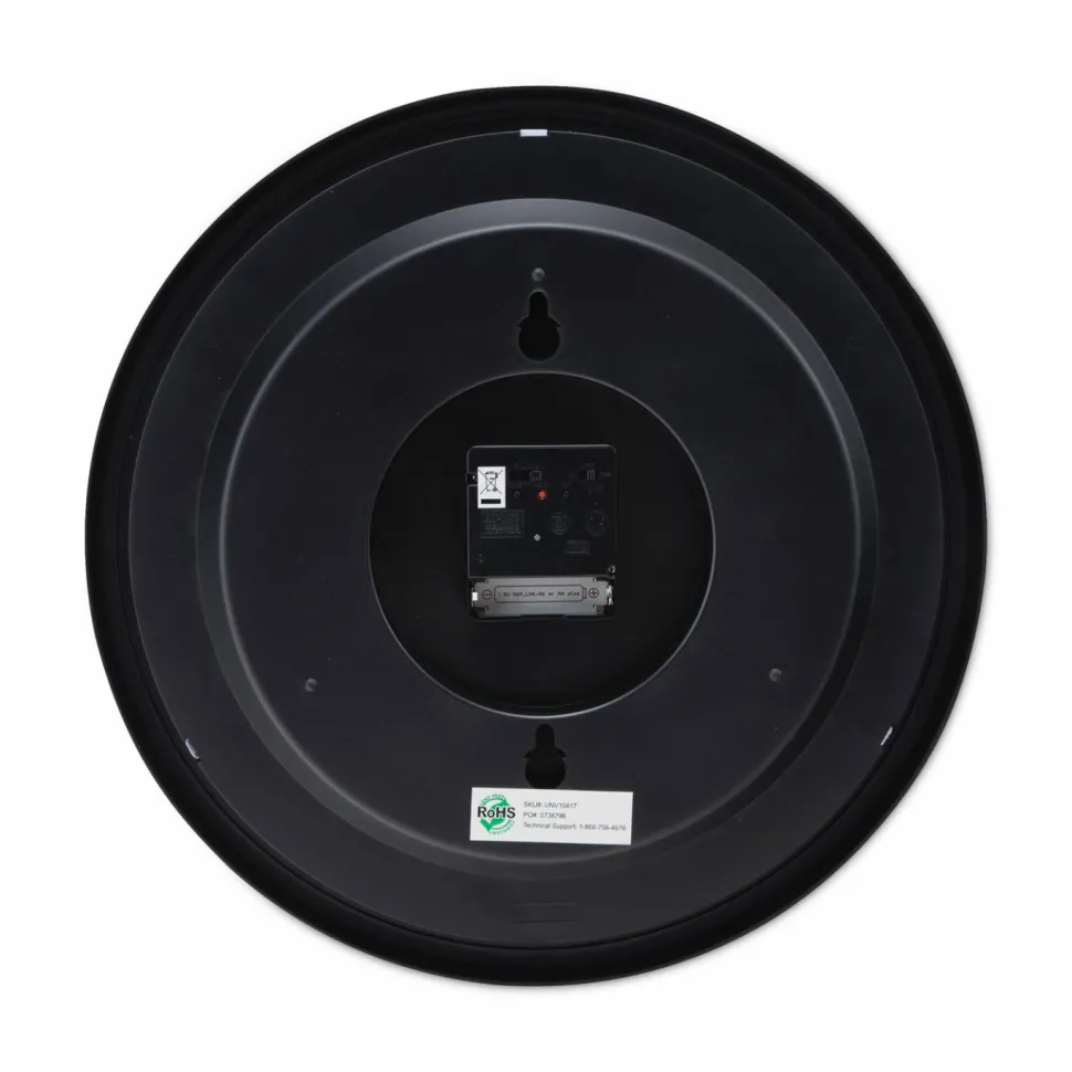 Universal Deluxe 13 1/2" Indoor/Outdoor Atomic Clock, 13.5" Overall Diameter, Black Case, 1 AA (sold separately)