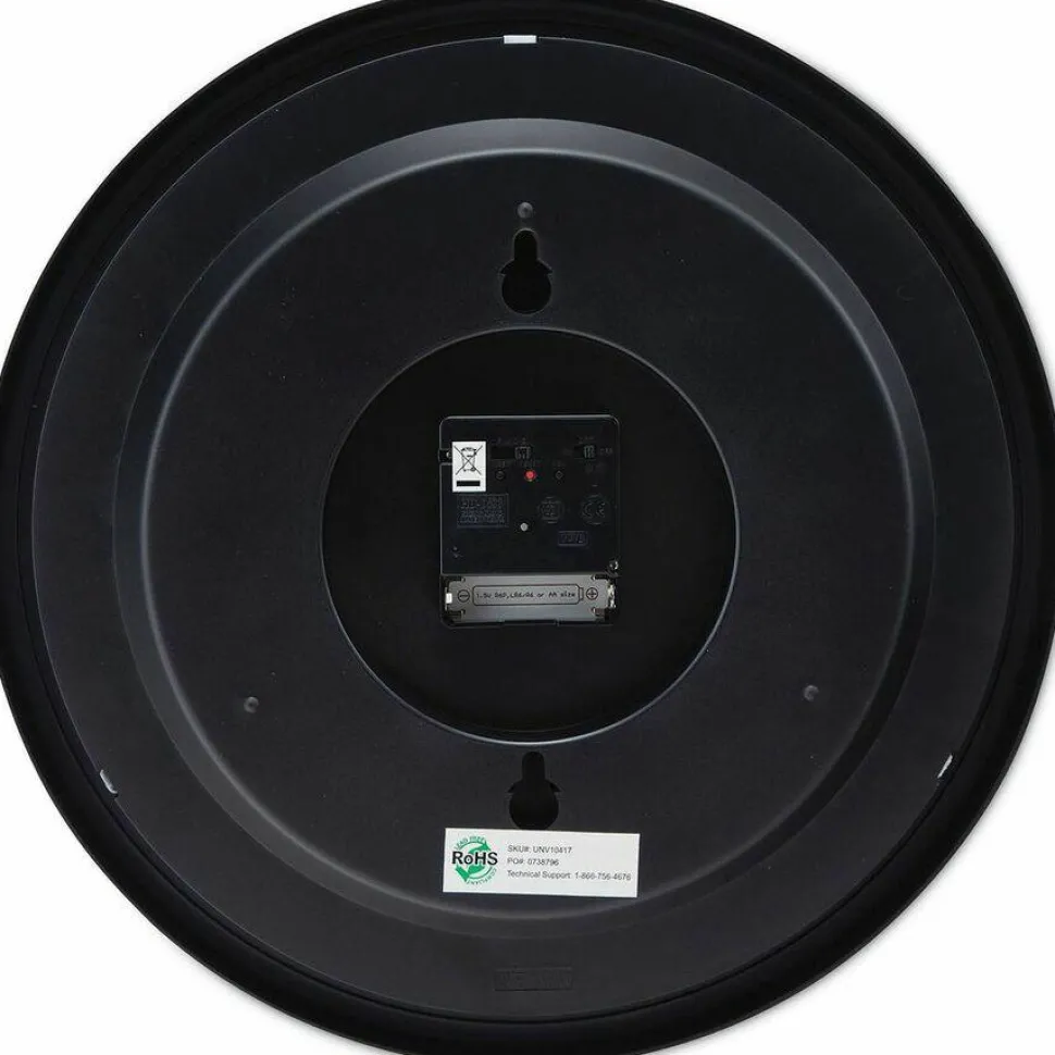 Universal Deluxe 13 1/2" Indoor/Outdoor Atomic Clock, 13.5" Overall Diameter, Black Case, 1 AA (sold separately)