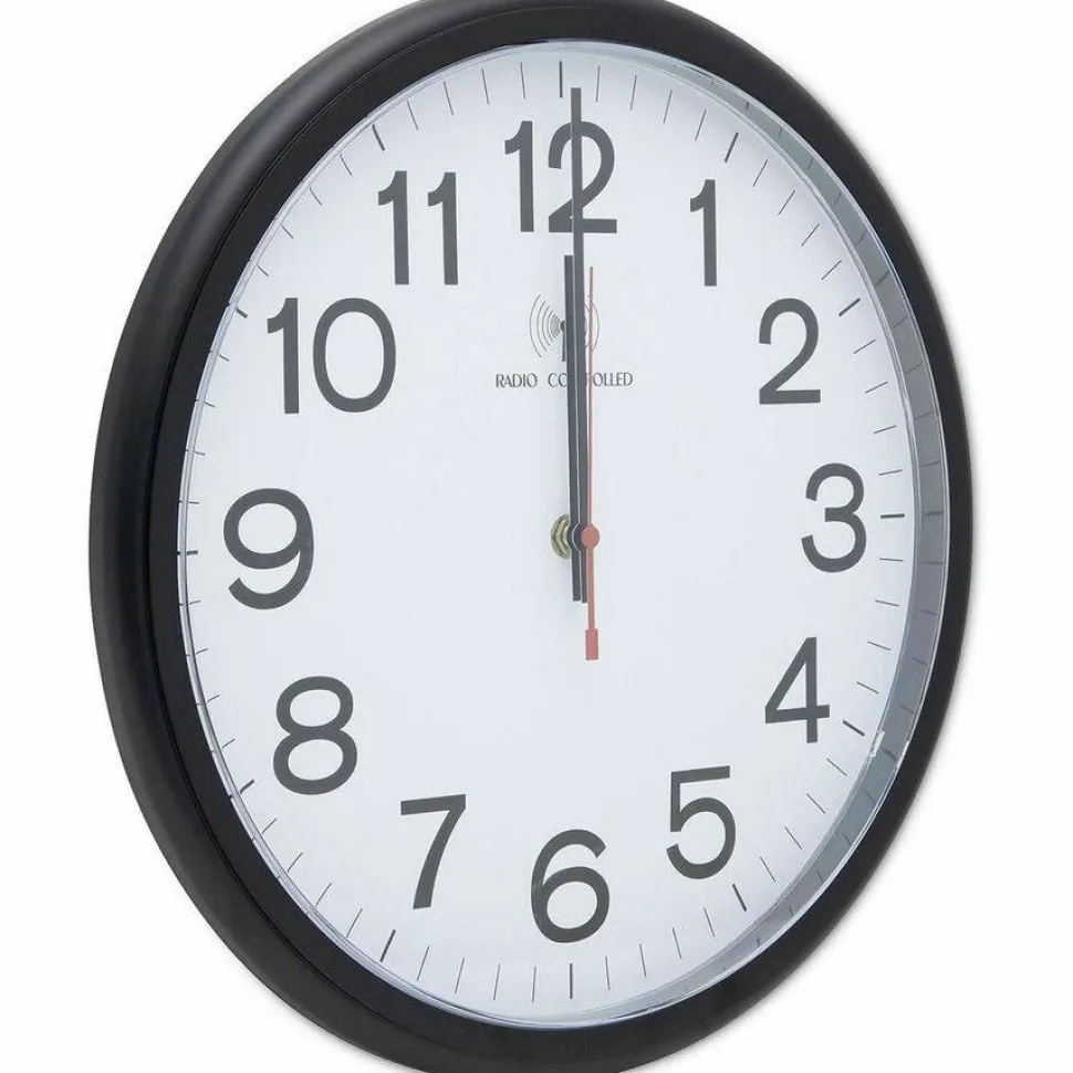 Universal Deluxe 13 1/2" Indoor/Outdoor Atomic Clock, 13.5" Overall Diameter, Black Case, 1 AA (sold separately)