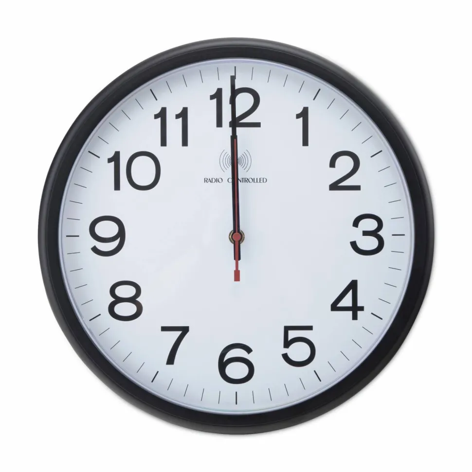 Universal Deluxe 13 1/2" Indoor/Outdoor Atomic Clock, 13.5" Overall Diameter, Black Case, 1 AA (sold separately)