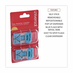 Universal Deluxe Message Arrow Flags, "Initial Here", Blue, 100/Pack