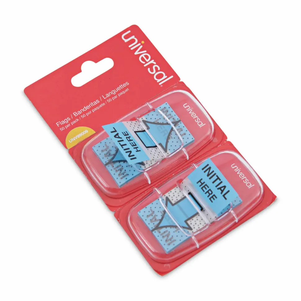 Universal Deluxe Message Arrow Flags, "Initial Here", Blue, 100/Pack