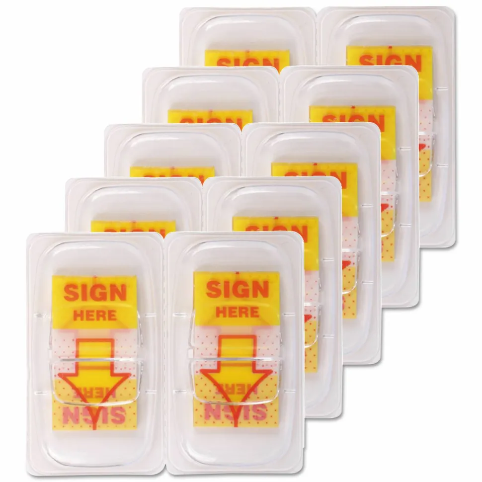 Universal Deluxe Message Arrow Flags, "Sign Here", Yellow, 500/Pack