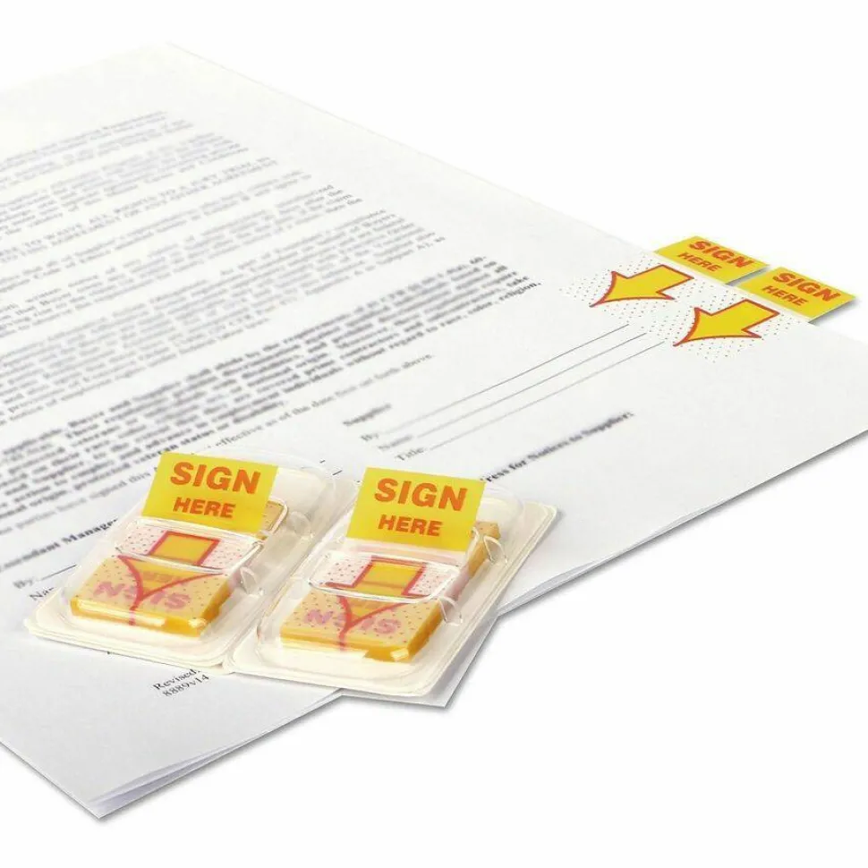 Universal Deluxe Message Arrow Flags, "Sign Here", Yellow, 500/Pack