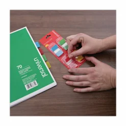 Universal Deluxe Pop-Up Page Flags, 1 x 1.75, Four Assorted Colors, 50 Flags/Dispenser, 4 Dispensers/Pack