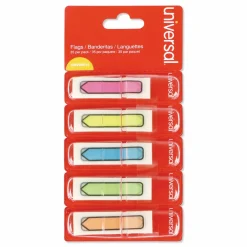 Universal Deluxe Pop-Up Page Flags, 0.5 x 1.75, Five Assorted Colors, 35 Flags/Dispenser, 5 Dispensers/Pack