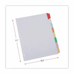 Universal Deluxe Write-On/Erasable Tab Index, 8-Tab, 11 x 8.5, White, Assorted Tabs, 1 Set