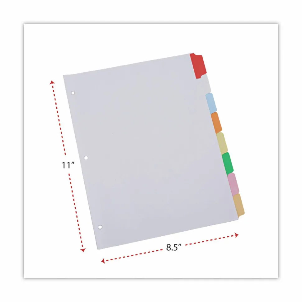 Universal Deluxe Write-On/Erasable Tab Index, 8-Tab, 11 x 8.5, White, Assorted Tabs, 1 Set