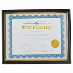 Universal Document Frames, Plastic, 8.5 x 10 Insert, Black/Gold, 3/Pack