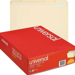Universal Double-Ply Top Tab Manila File Folders, 1/5-Cut Tabs: Assorted, Letter Size, 0.75