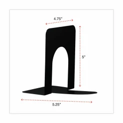 Universal Economy Bookends, 4.75 x 5.25 x 5, Heavy Gauge Steel, Black, Pair