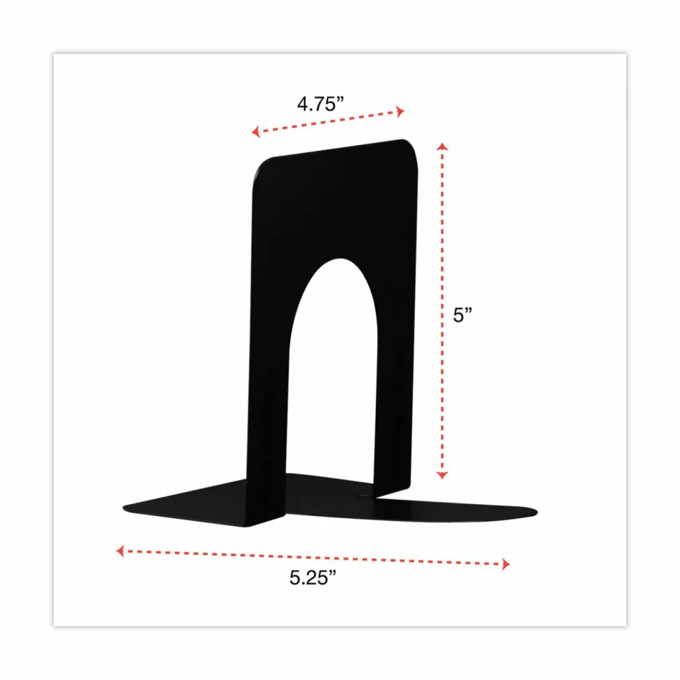 Universal Economy Bookends, 4.75 x 5.25 x 5, Heavy Gauge Steel, Black, Pair