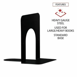 Universal Economy Bookends, 4.75 x 5.25 x 5, Heavy Gauge Steel, Black, Pair