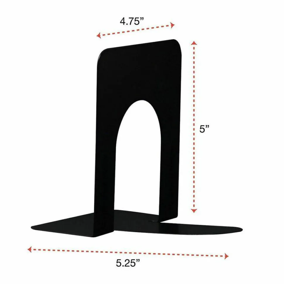 Universal Economy Bookends, 4.75 x 5.25 x 5, Heavy Gauge Steel, Black, Pair