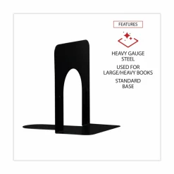 Universal Economy Bookends, 4.75 x 5.25 x 5, Heavy Gauge Steel, Black, Pair