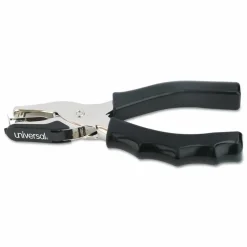 Universal Eight-Sheet Handheld One-Hole Punch, 1/4" Holes, Metal with Rubber Grip, Black