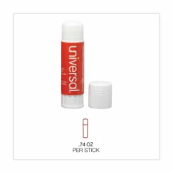 Universal Glue Stick, 0.74 oz, Applies and Dries Clear, 12/Pack