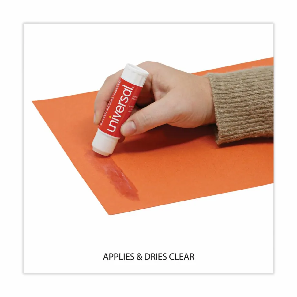 Universal Glue Stick, 0.74 oz, Applies and Dries Clear, 12/Pack