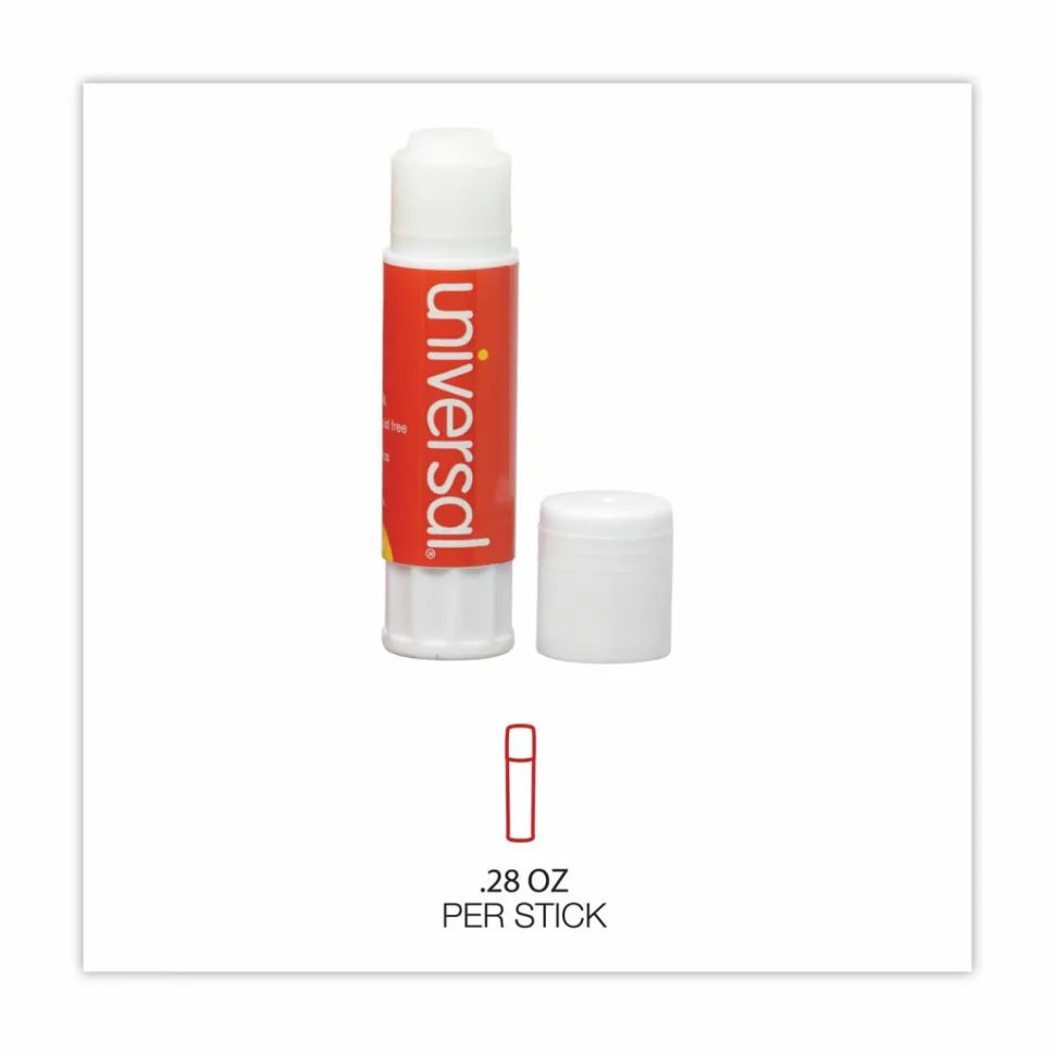 Universal Glue Stick, 0.28 oz, Applies and Dries Clear, 12/Pack