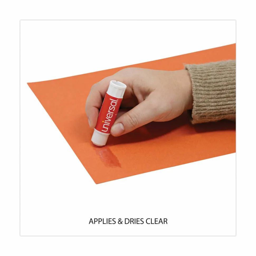 Universal Glue Stick, 0.28 oz, Applies and Dries Clear, 12/Pack