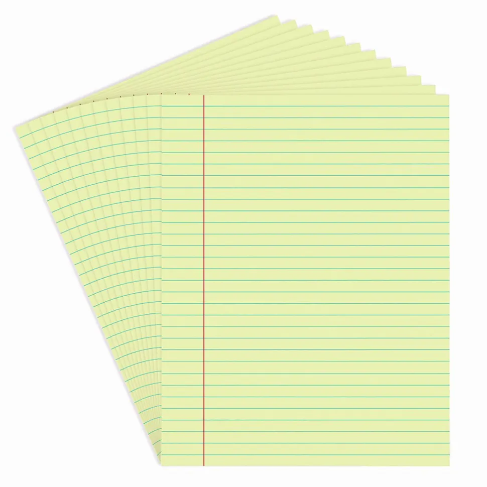 Universal Glue Top Pads, Wide/Legal Rule, (50) Canary Yellow 8.5 x 11 Sheets, Dozen