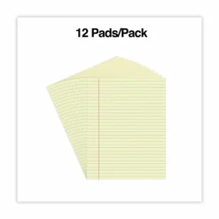 Universal Glue Top Pads, Wide/Legal Rule, (50) Canary Yellow 8.5 x 11 Sheets, Dozen