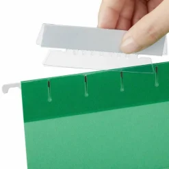 Universal Hanging File Folder Plastic Index Tabs, 1/3-Cut, Clear, 3.7" Wide, 25/Pack