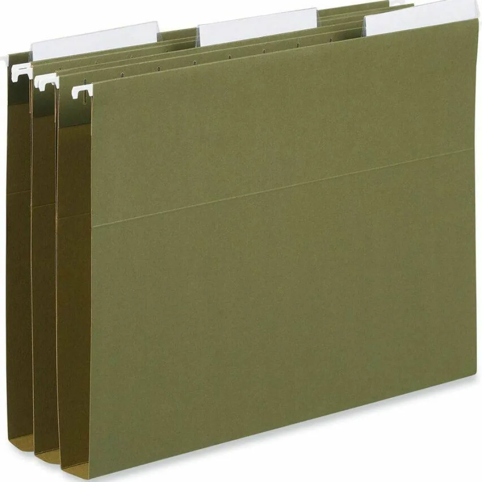 Universal Hanging File Folder Plastic Index Tabs, 1/3-Cut, Clear, 3.7" Wide, 25/Pack