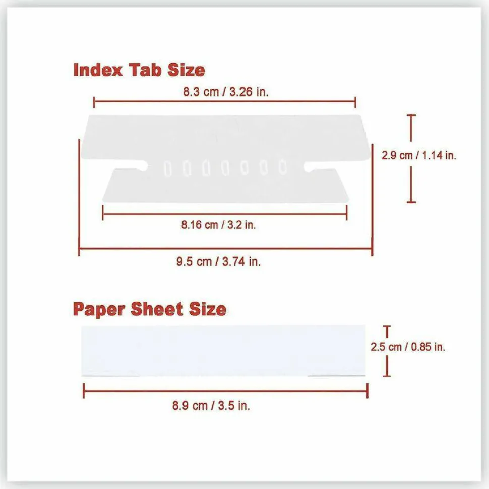 Universal Hanging File Folder Plastic Index Tabs, 1/3-Cut, Clear, 3.7" Wide, 25/Pack