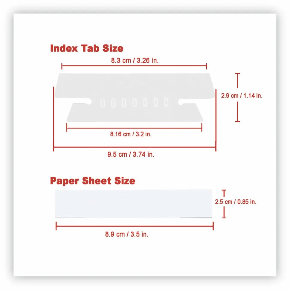 Universal Hanging File Folder Plastic Index Tabs, 1/3-Cut, Clear, 3.7" Wide, 25/Pack