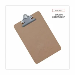 Universal Hardboard Clipboard, 0.75" Clip Capacity, Holds 5 x 8 Sheets, Brown
