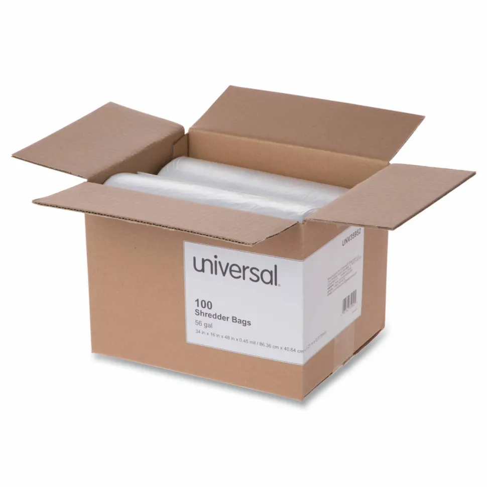 Universal High-Density Shredder Bags, 56 gal Capacity, 100/Box