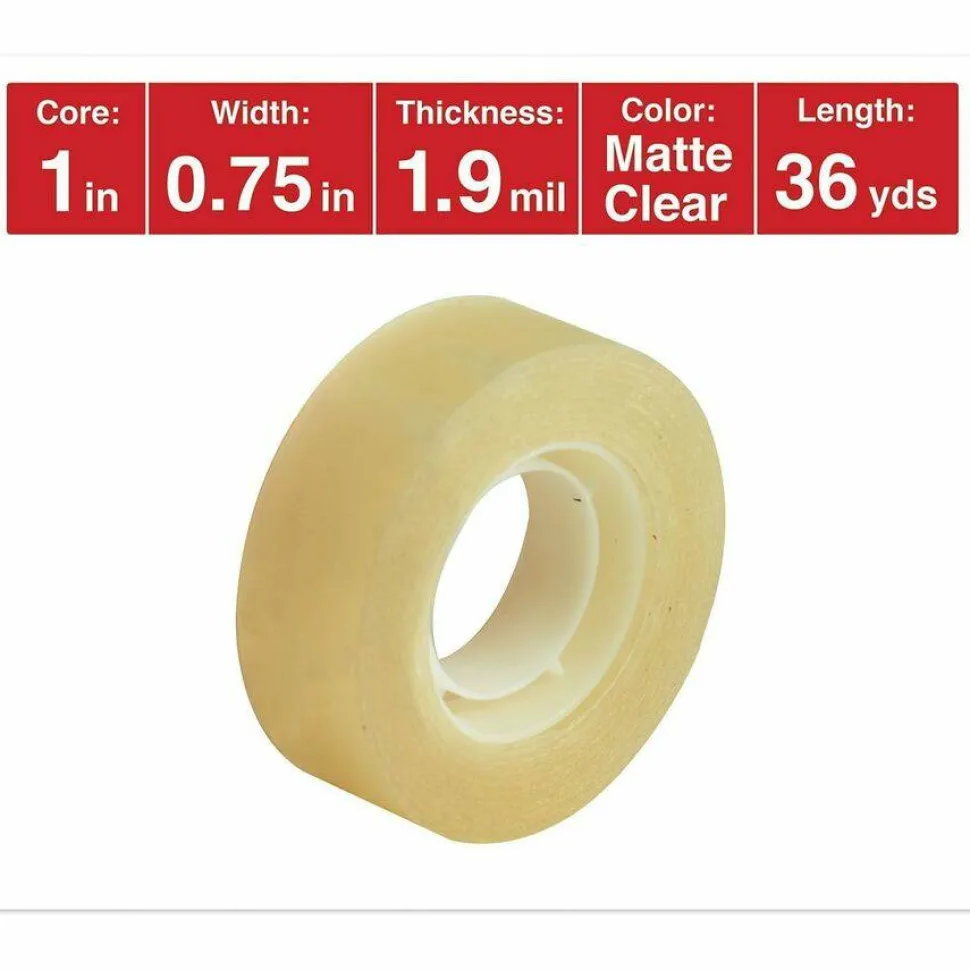 Universal Invisible Tape, 1" Core, 0.75" x 36 yds, Clear, 12/Pack
