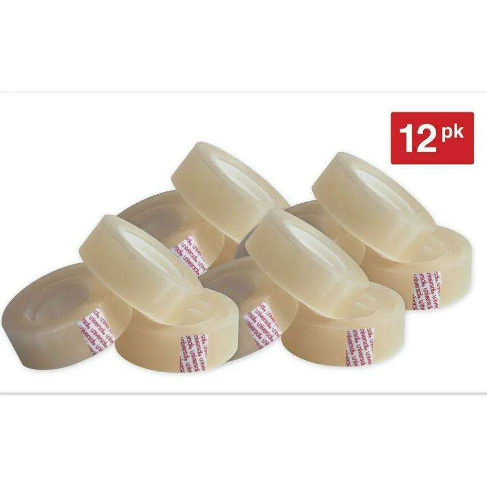 Universal Invisible Tape, 1" Core, 0.75" x 36 yds, Clear, 12/Pack