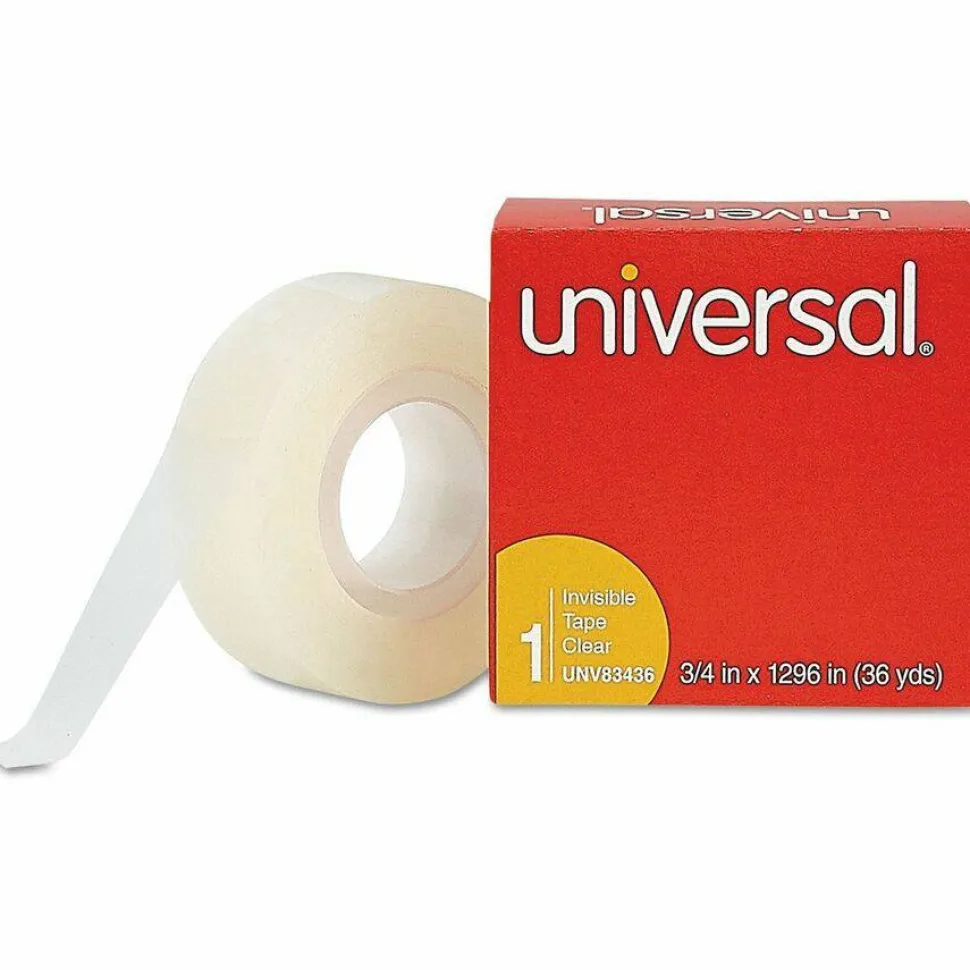 Universal Invisible Tape, 1" Core, 0.75" x 36 yds, Clear, 12/Pack