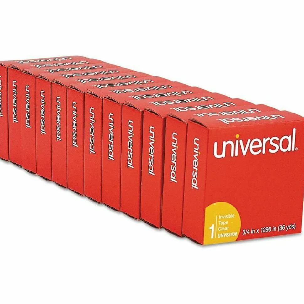 Universal Invisible Tape, 1" Core, 0.75" x 36 yds, Clear, 12/Pack