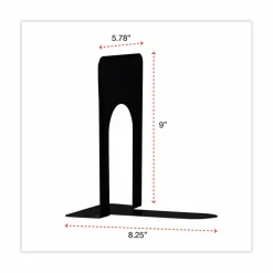 Universal Jumbo Deluxe Economy Bookends, Nonskid Base, 5.88 x 8.25 x 9, Heavy Gauge Steel, Black, Pair