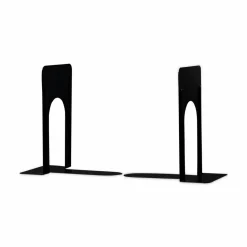 Universal Jumbo Deluxe Economy Bookends, Nonskid Base, 5.88 x 8.25 x 9, Heavy Gauge Steel, Black, Pair