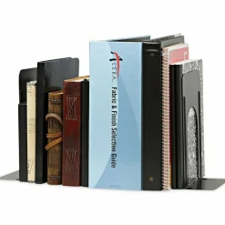 Universal Jumbo Economy Bookends, Standard, 5.88 x 8.25 x 9, Heavy Gauge Steel, Black, Pair