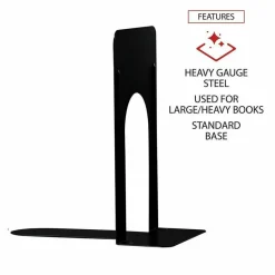 Universal Jumbo Economy Bookends, Standard, 5.88 x 8.25 x 9, Heavy Gauge Steel, Black, Pair