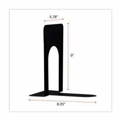 Universal Jumbo Economy Bookends, Standard, 5.88 x 8.25 x 9, Heavy Gauge Steel, Black, Pair