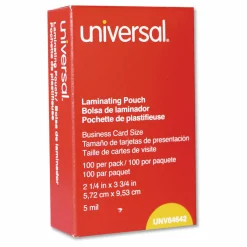 Universal Laminating Pouches, 5 mil, 3.75" x 2.25", Gloss Clear, 100/Box