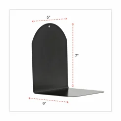 Universal Magnetic Bookends, Magnetic Base, 6 x 5 x 7, Metal, Black, Pair