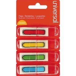 Universal Page Flags, Assorted Colors, 35 Flags/Dispenser, 4 Dispensers/Pack