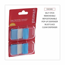 Universal Page Flags, Blue, 50 Flags/Dispenser, 2 Dispensers/Pack