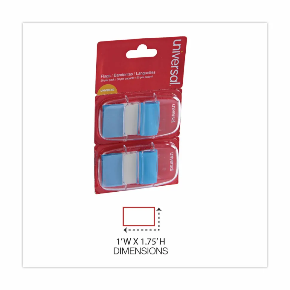 Universal Page Flags, Blue, 50 Flags/Dispenser, 2 Dispensers/Pack